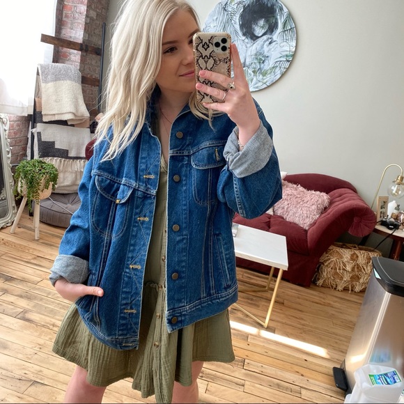 VINTAGE LEE Oversized Denim Jean Jacket USA - Picture 2 of 14